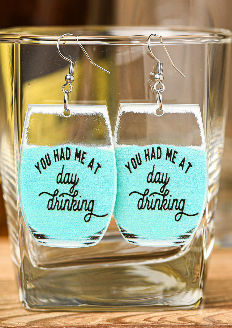 

You Had Me At Day Drinking Hook Earrings, Blue, SCM016684