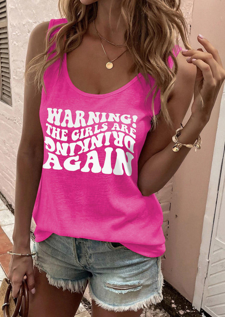 

Warning The Girls Are Drinking Again Racerback Tank - Rose Red, SCM016834