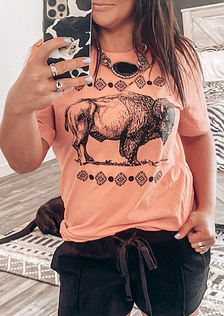 

Buffalo Aztec Geometric T-Shirt Tee - Orange, SCM016972
