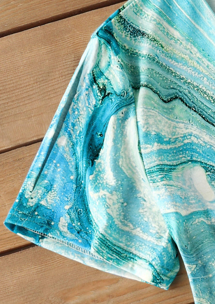 Tie Dye Button Hollow Out Blouse