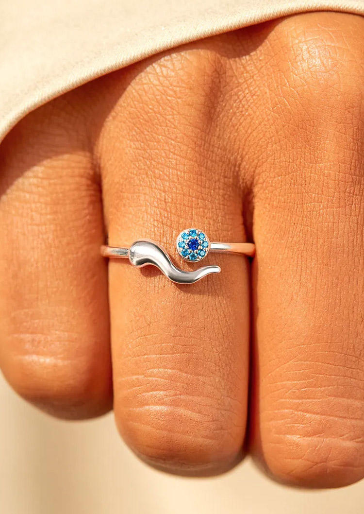 

Evil Eye Adjustable Wrap Open Ring, Silver, SCM016900