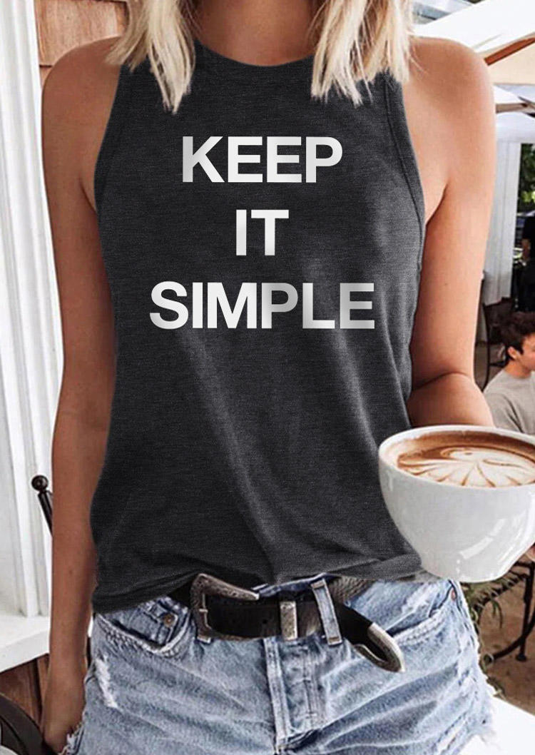 

Keep It Simple Racerback Tank - Dark Grey, Gray, SCM016960