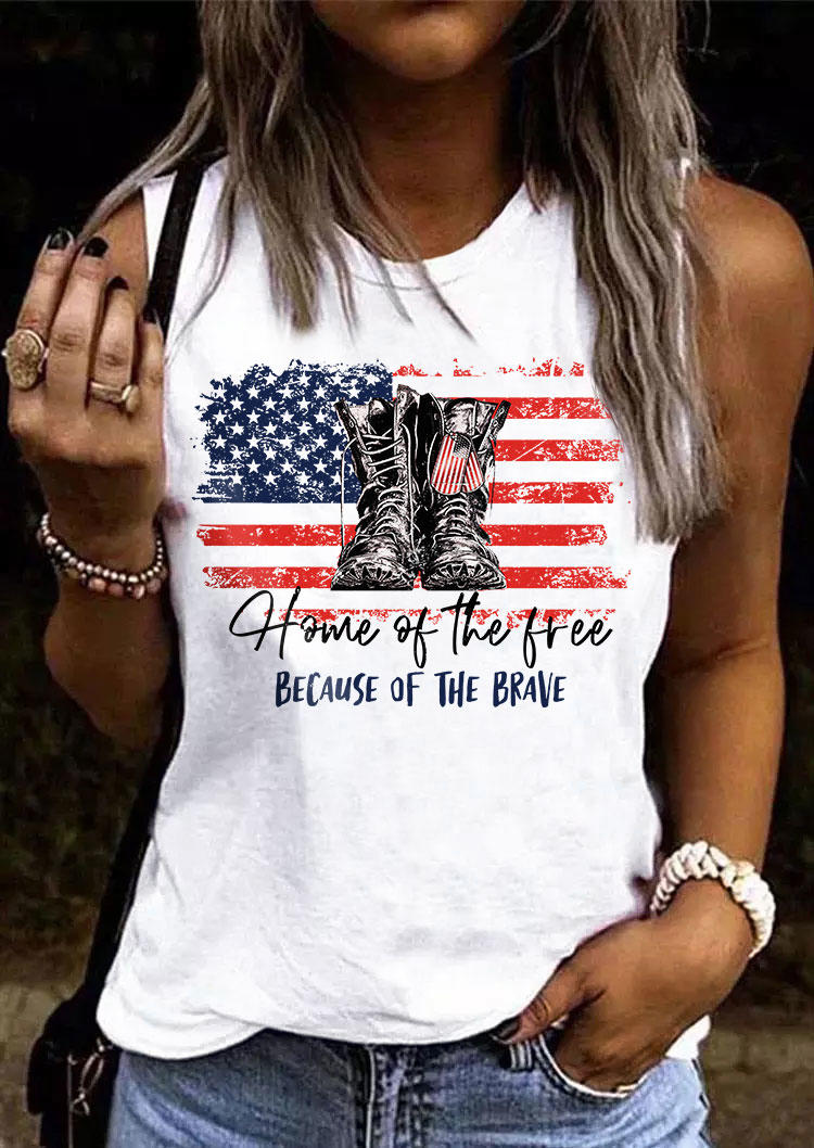 

Home Of The Free Because Of The Brave American Flag Tank - White, SCM017027
