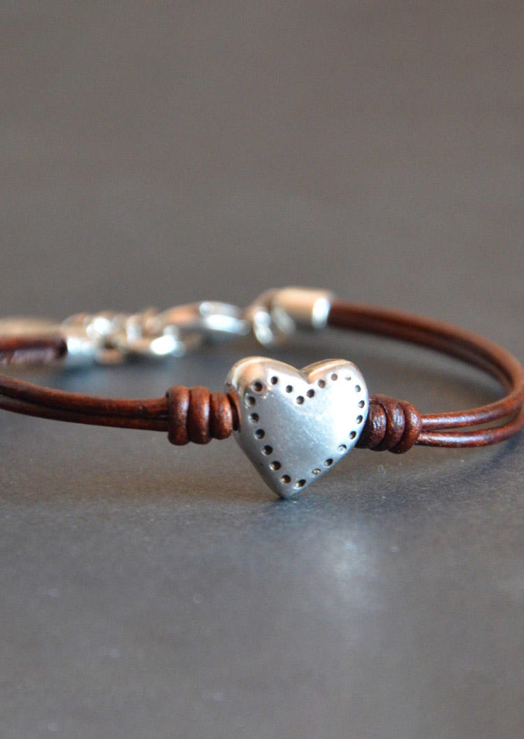 

Vintage Heart Alloy Bracelet, Silver, SCM016304