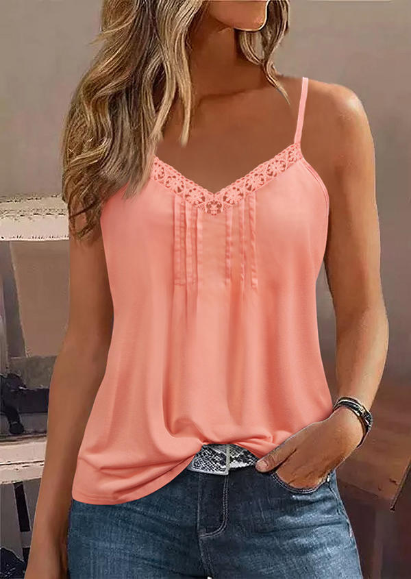 

Ruffled Lace Splicing Spaghetti Strap Camisole - Orange, SCM016649