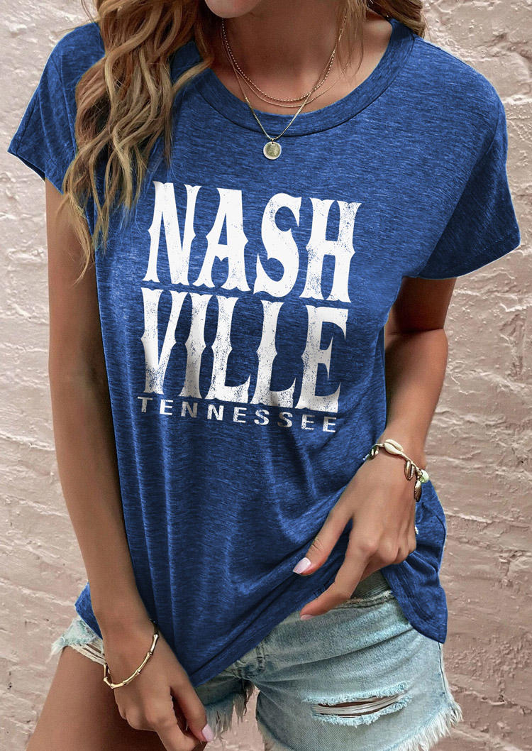 

Nashville Tennessee Boots Booze & Besties T-Shirt Tee - Blue, SCM016891