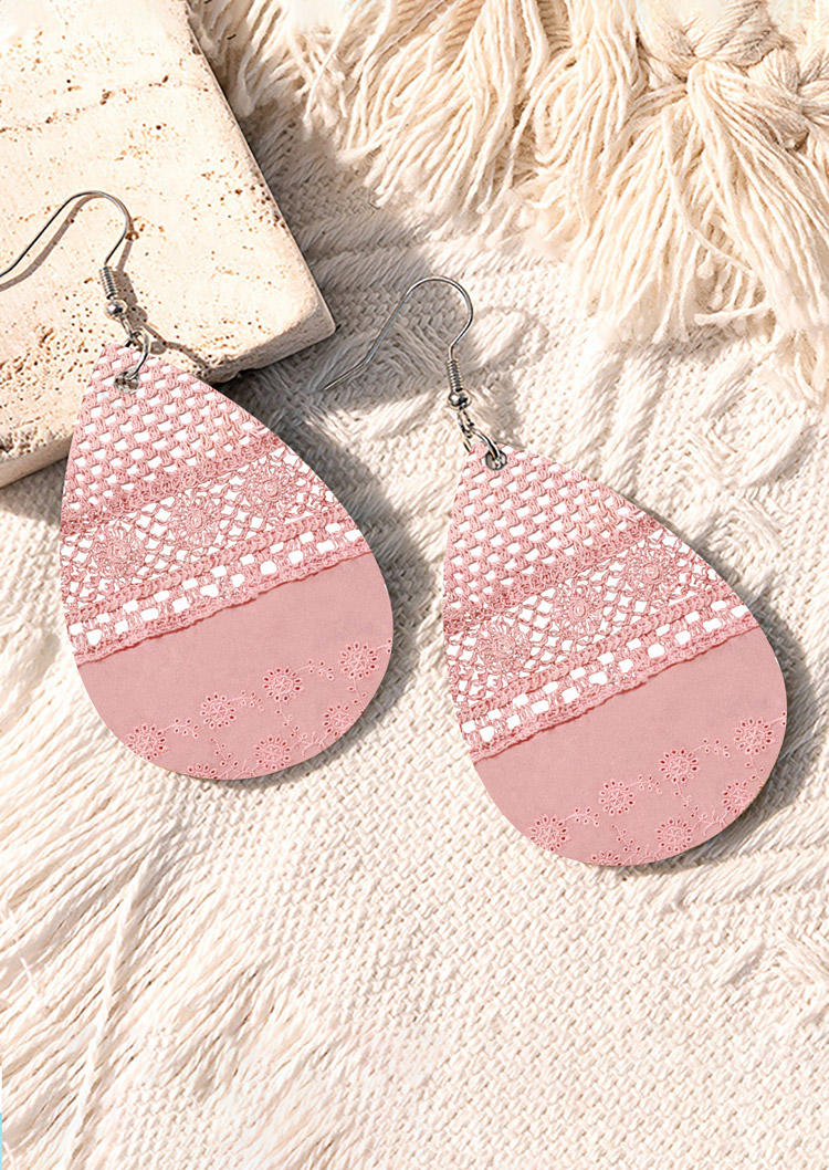 

Floral Water Drop Hook Earrings, Pink, SCM017106