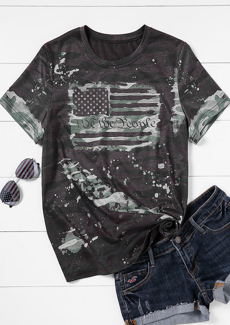 

We The People American Flag Camouflage T-Shirt Tee, Multicolor, SCM016785