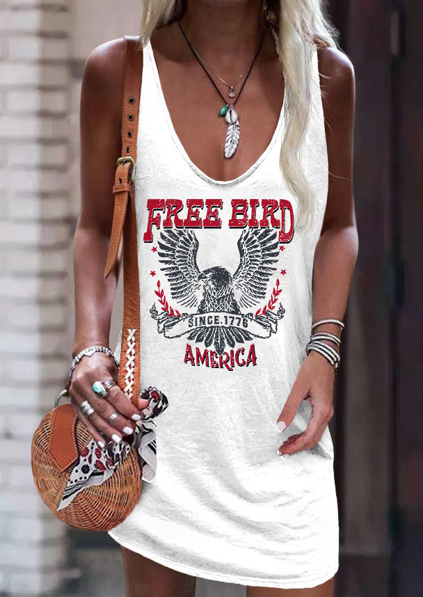 

Free Bird America Mini Dress - White, SCM016858