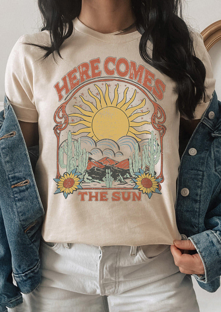 

Here Comes the Sun Sunflower T-Shirt Tee - Apricot, SCM016893