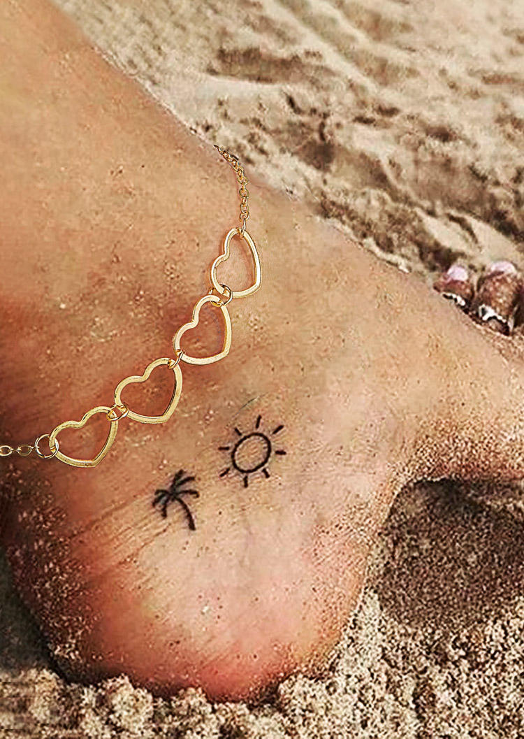 

Bohemian Hollow Out Heart Alloy Anklet, Gold, SCM016899
