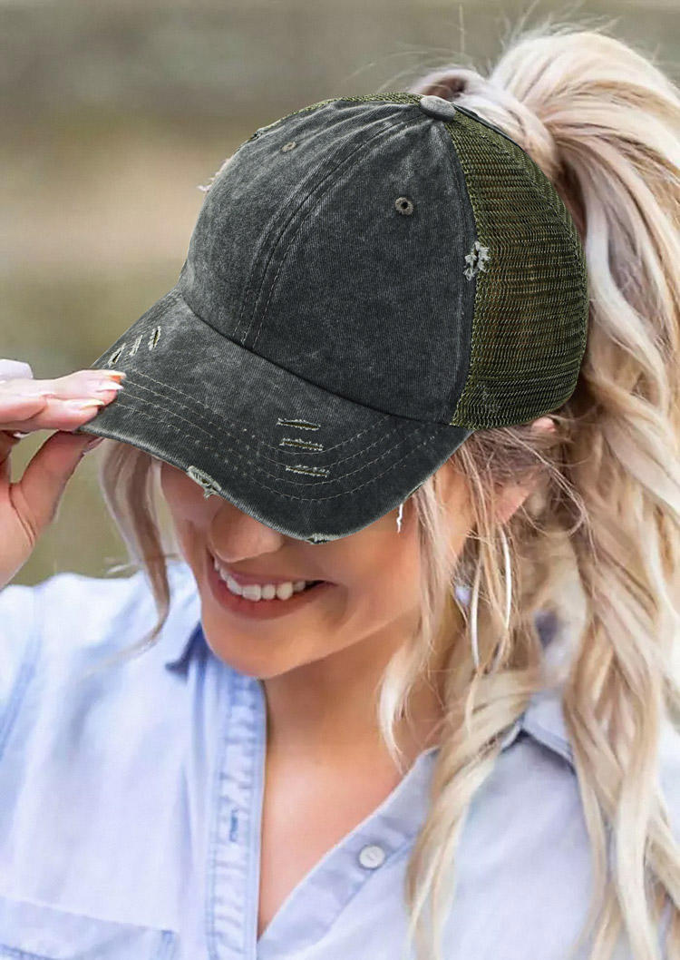 

Hollow Out Mesh Baseball Cap, Green, SCM016615