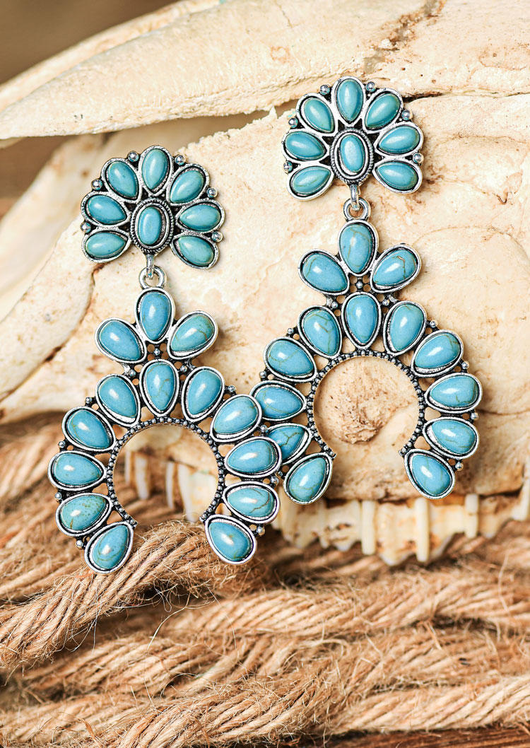 

Turquoise Alloy Casual Earrings, Blue, SCM017073