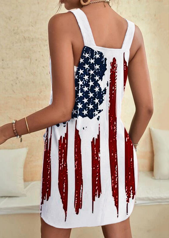 American Flag Pocket Sleeveless Mini Dress