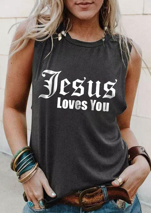 

Jesus Loves You Tank - Dark Grey, Gray, SCM017299