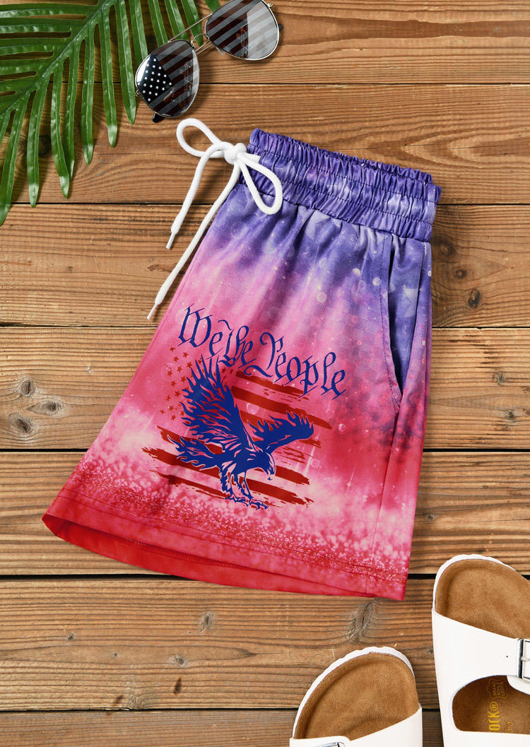 We The People American Flag Eagle Tie Dye Pocket Shorts