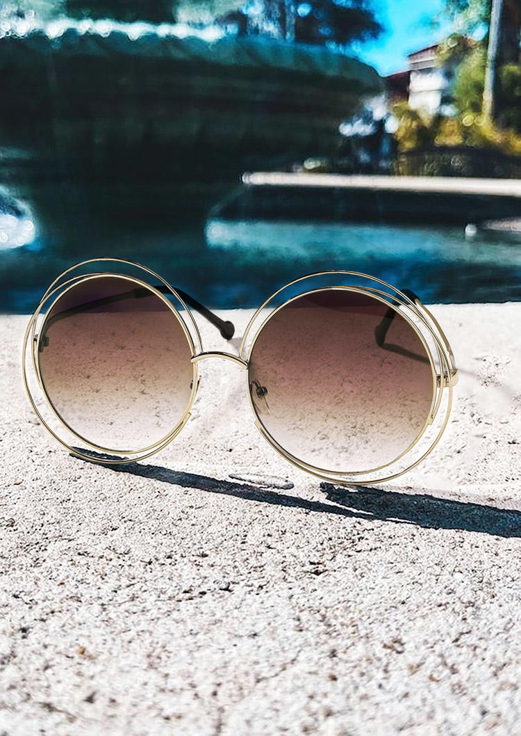 

Trendy Round Metal Frame Sunglasses, Brown, SCM016614