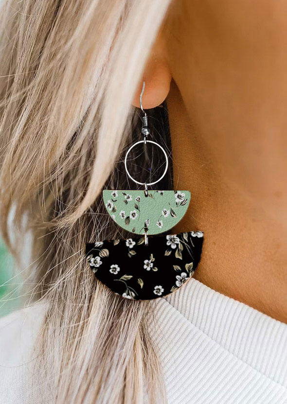 Floral Semicircle Alloy Hook Earrings