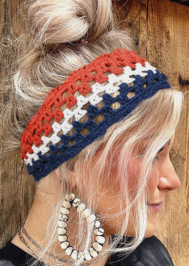 

Color Block Crochet Knitted Headband, Multicolor, SCM017156