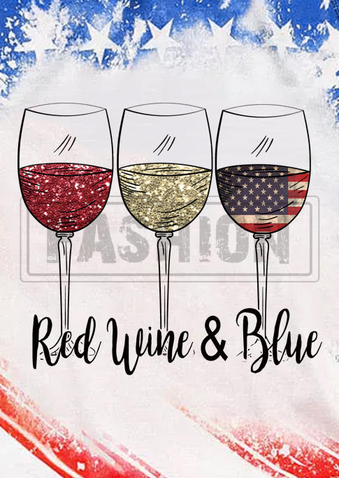 American Flag Red Wine & Blue Glitter Tank