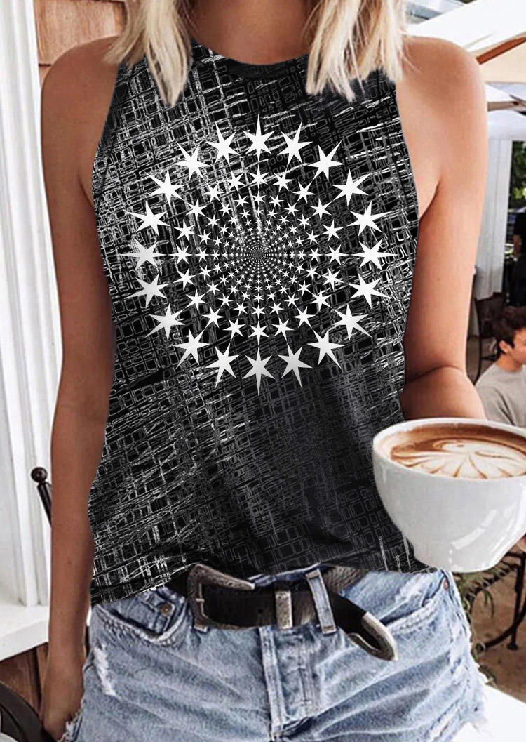 

Abstract Graphic O-Neck Tank - Black, SCM017200