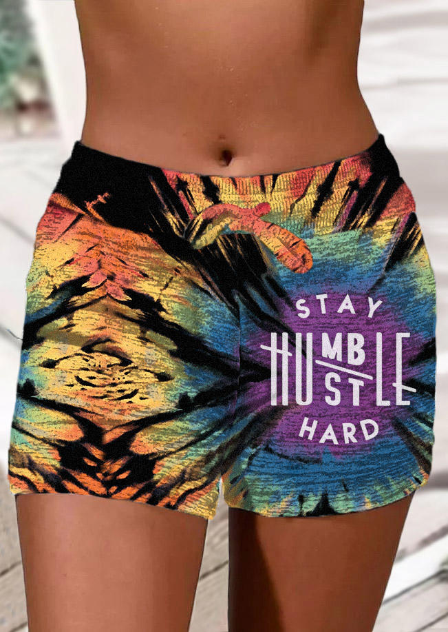

Stay Humble Hustle Hard Reverse Tie Dye Rainbow Shorts, Multicolor, SCM017344