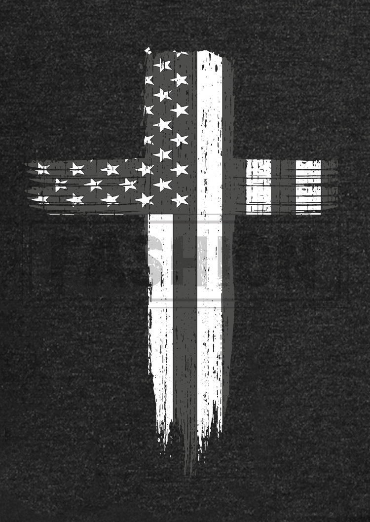 American Flag Star Cross Camisole - Dark Grey