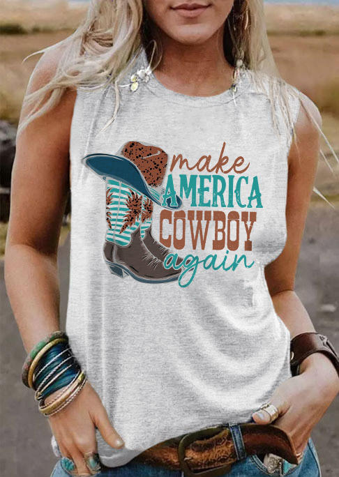 

Make America Cowboy Again Tank - Light Grey, Gray, SCM016833