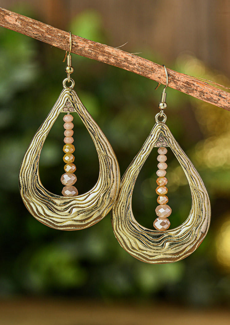 

Beading Alloy Water Drop Earrings, Gold, SCM017107