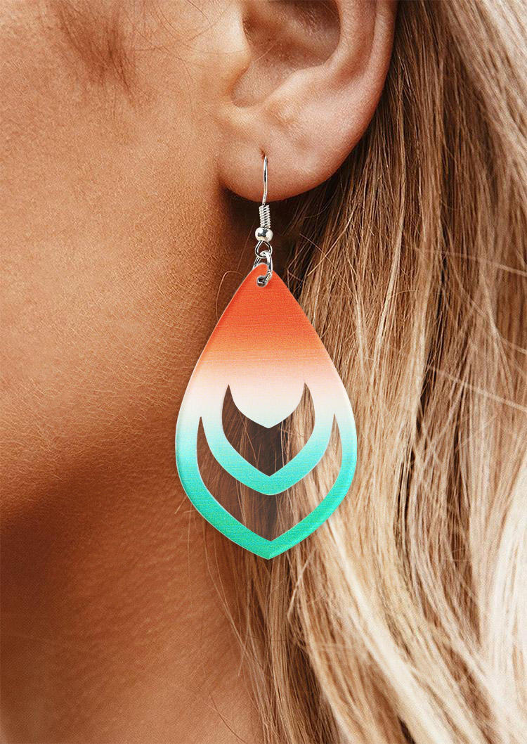 

Gradient Color Block Water Drop Earrings, Multicolor, SCM017229