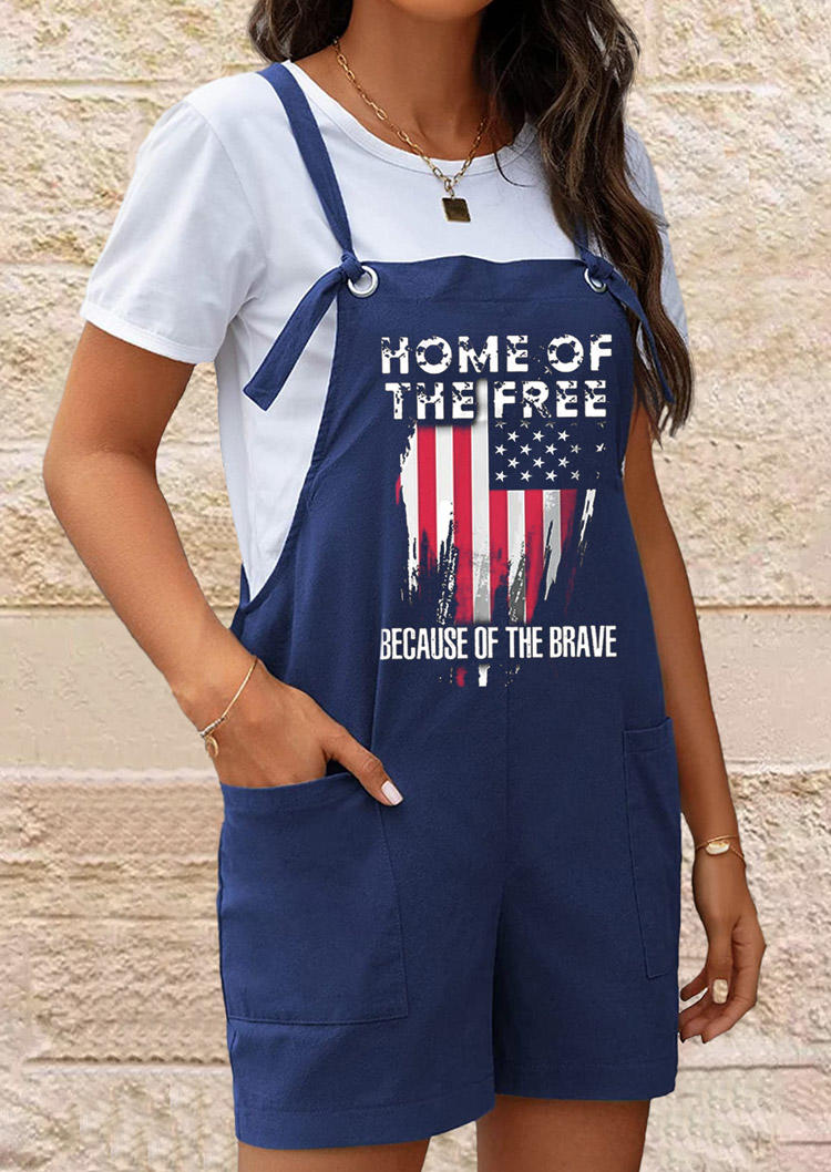 

Home Of The Free Because Of The Brave Overall Romper - Blue, SCM017375