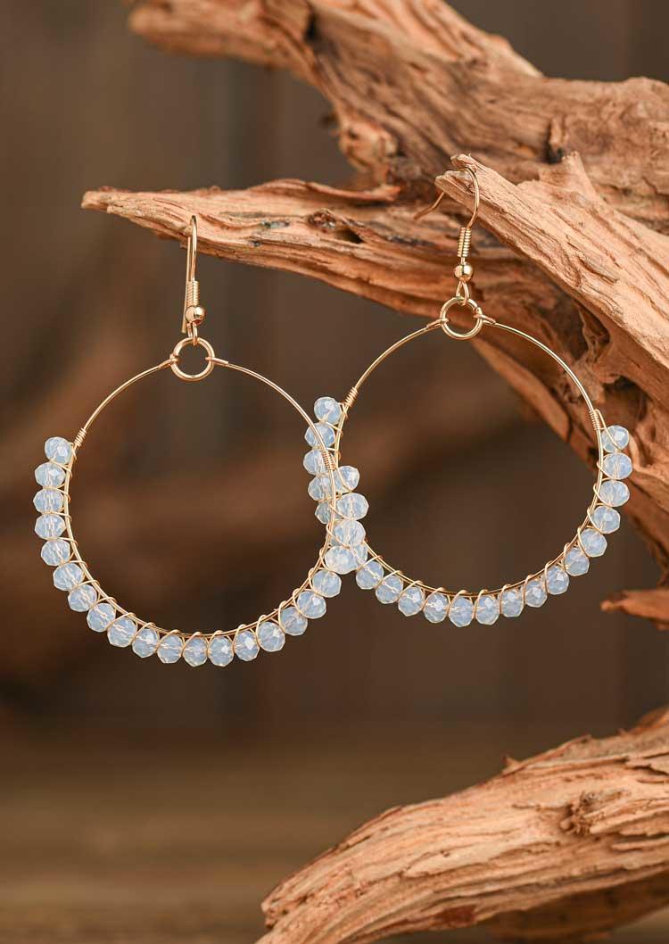 

Simple Beading Embellished Circle Hook Earrings, White, SCM016946