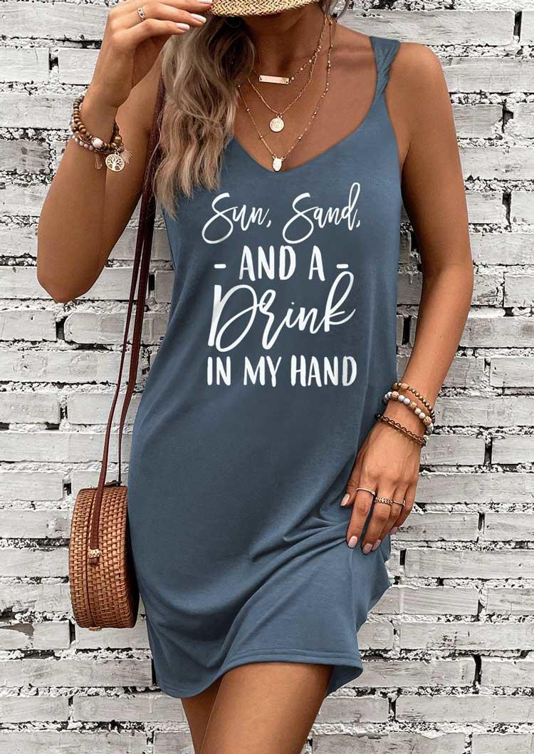

Sun Sand And A Drink In My Hand Mini Dress - Blue, SCM017431