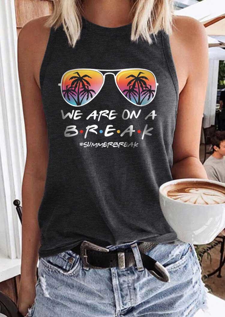 

We Are On A Break Summerbreak Coconut Tree Tank - Dark Grey, Gray, SCM017440