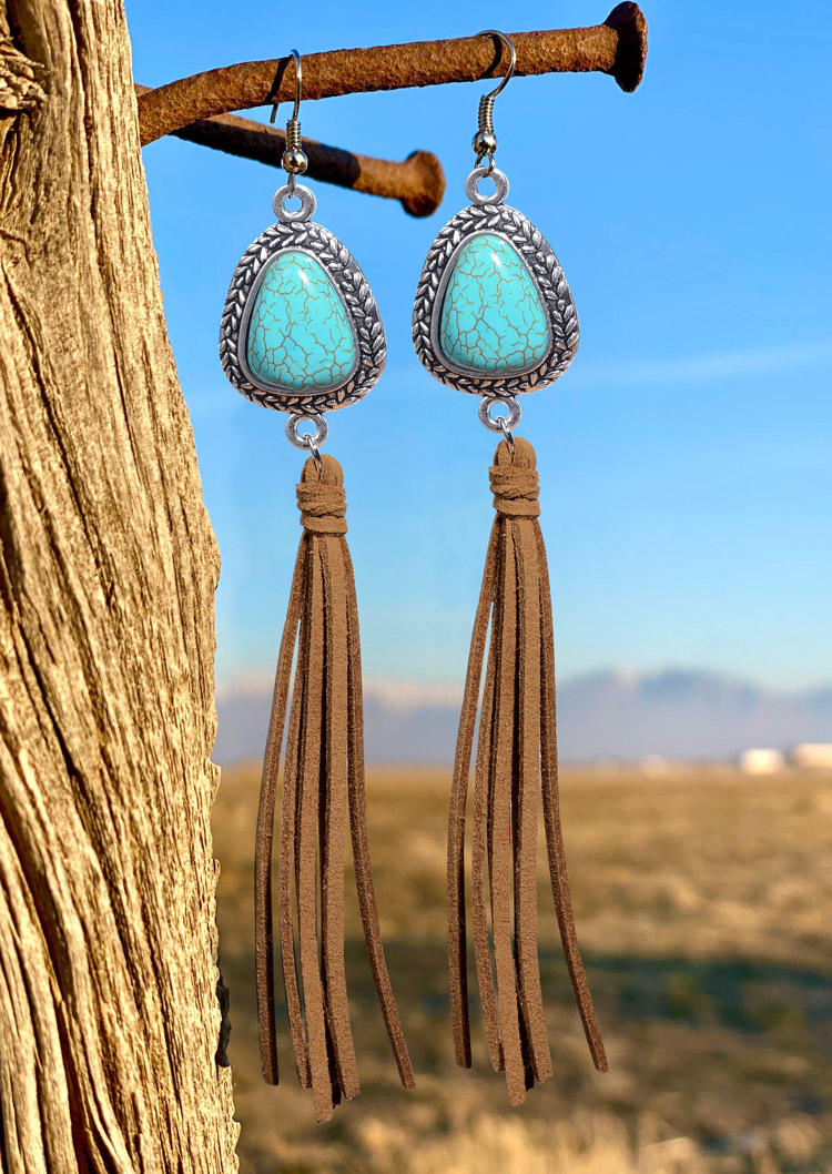 

Turquoise Tassel Hook Earrings, Multicolor, SCM016618