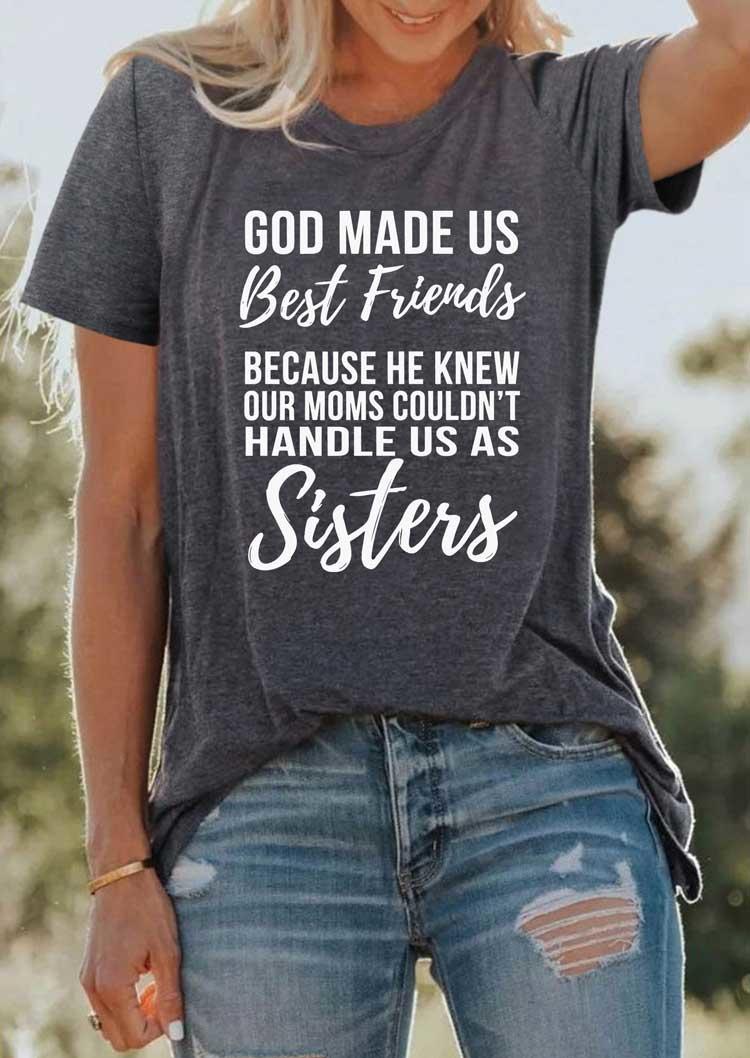 

God Made Us Best Friends T-Shirt Tee - Dark Grey, Gray, SCM017467