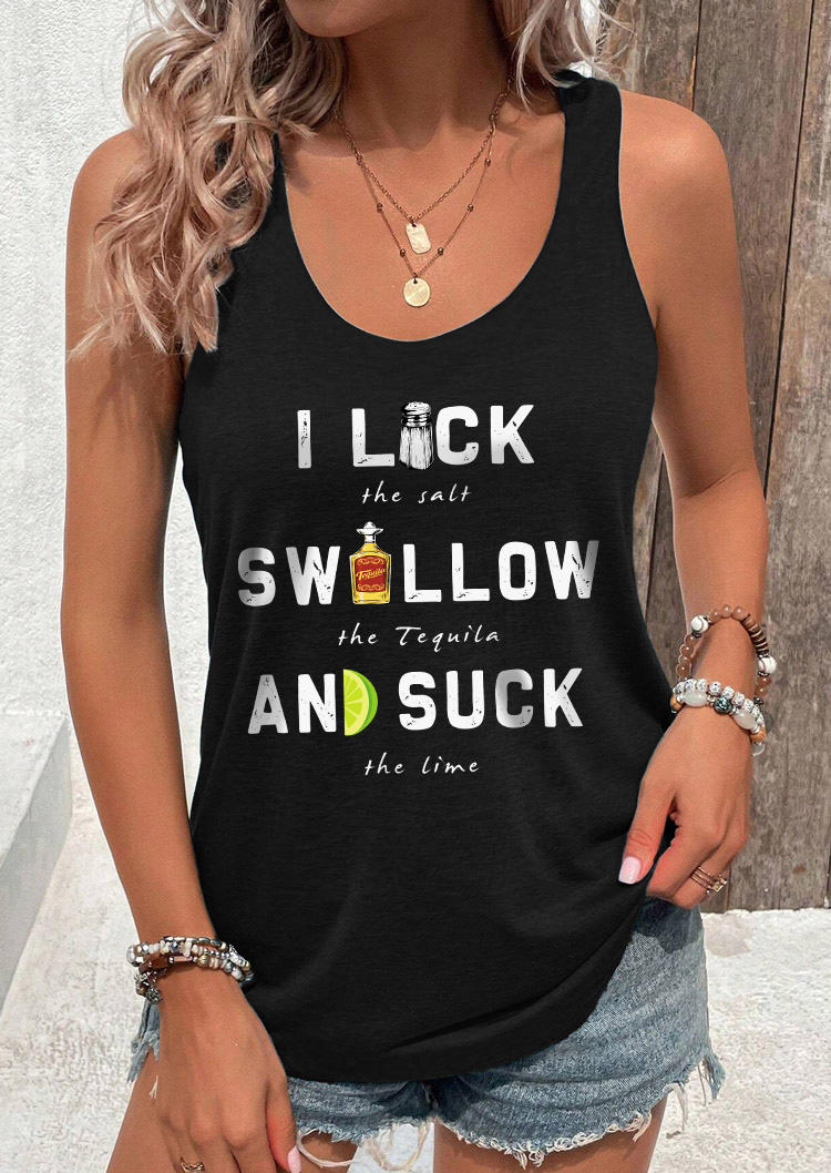 

I Lick The Salt Swallow The Tequila And Suck The Lime Racerback Tank - Black, SCM017536