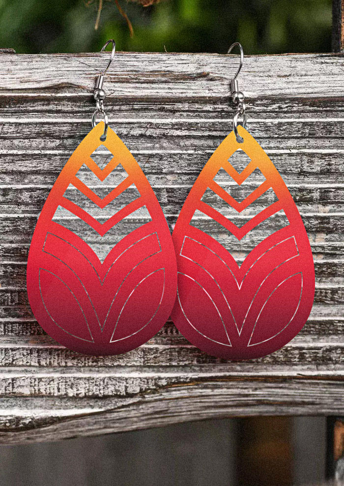 

Gradient Hollow Out Water Drop Earrings, Multicolor, SCM017408