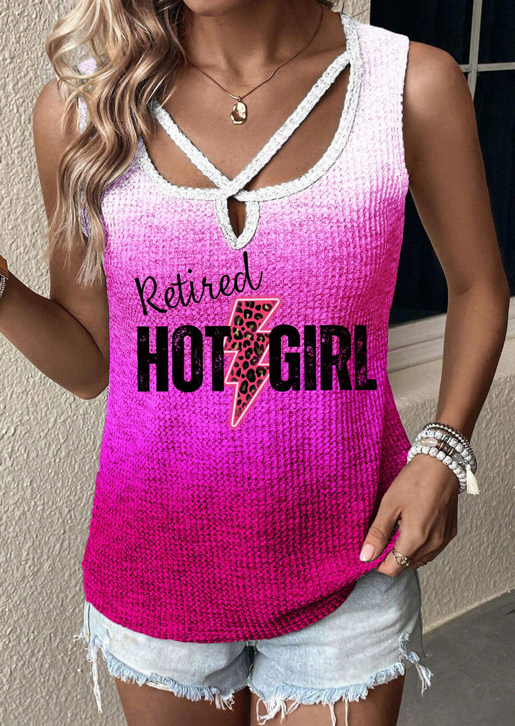 

Retired Hot Girl Gradient Leopard Tank - Rose Red, SCM017457