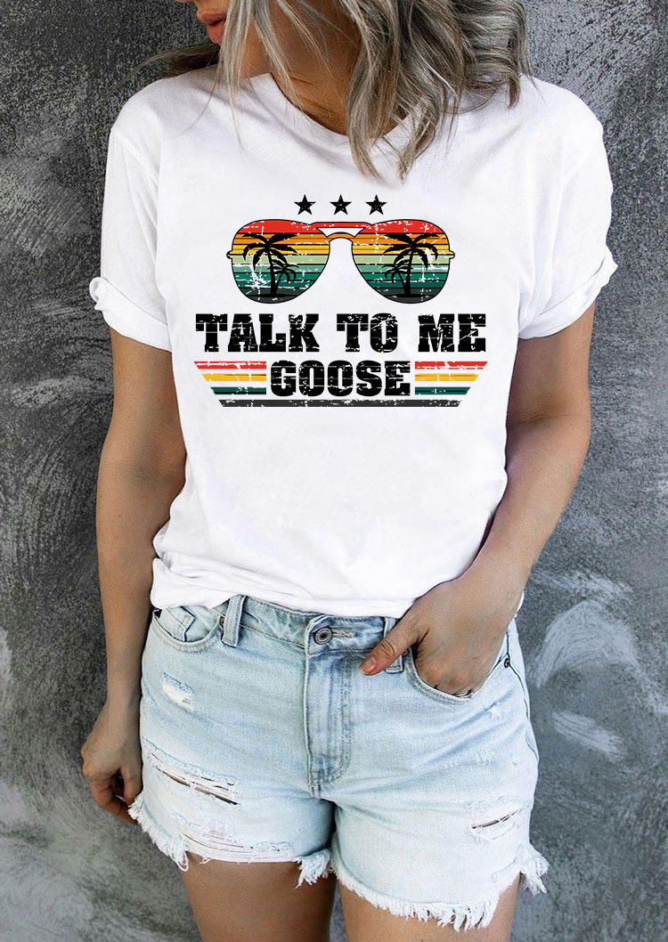 

Talk To Me Goose Coconut Tree T-Shirt Tee - White, SCM017502