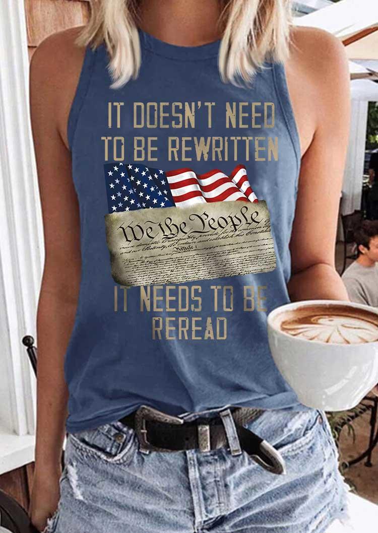

It Doesn't Need To Be Rewritten It Needs To Be Reread We The People Tank, Multicolor, SCM017525