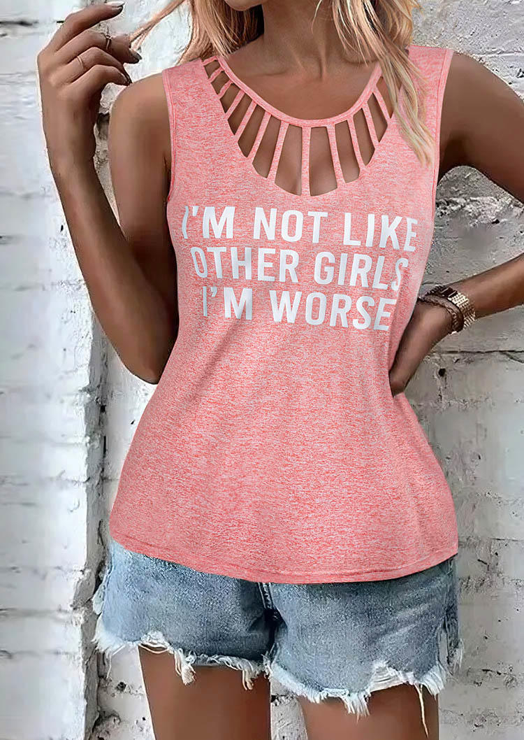 

I' Not Like Other Girls I' Worse Hollow Out Tank - Pink, SCM017447