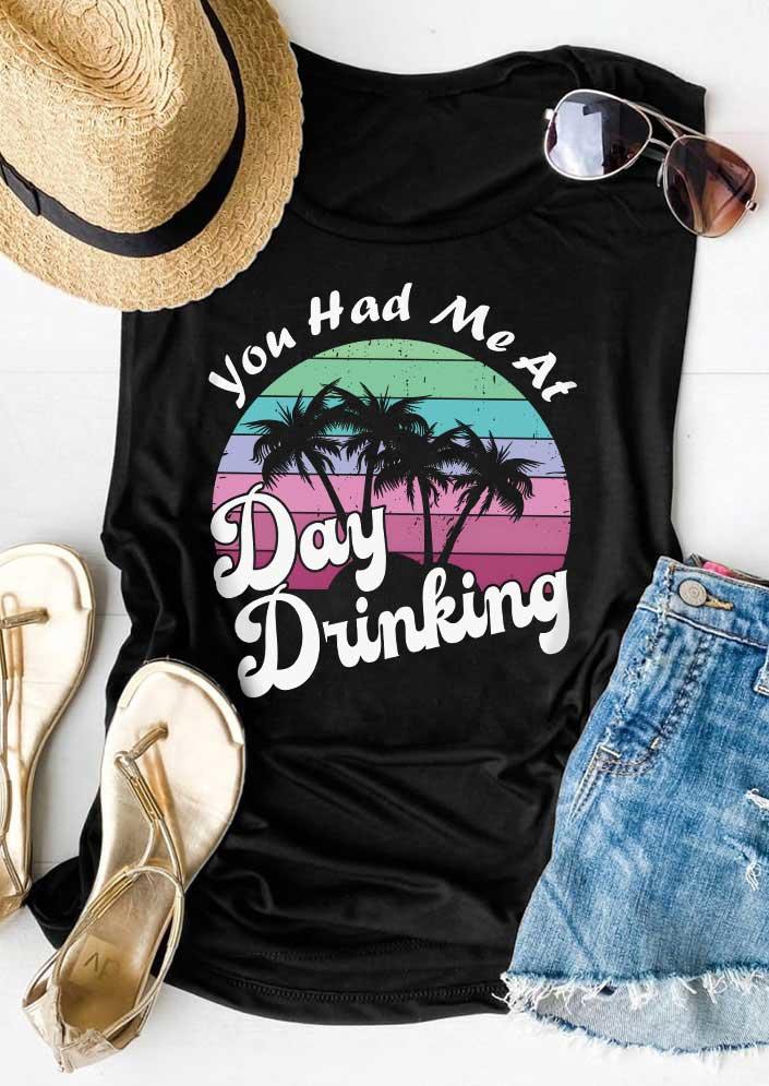 

You Had Me At Day Drinking Coconut Tree Tank - Black, SCM017727