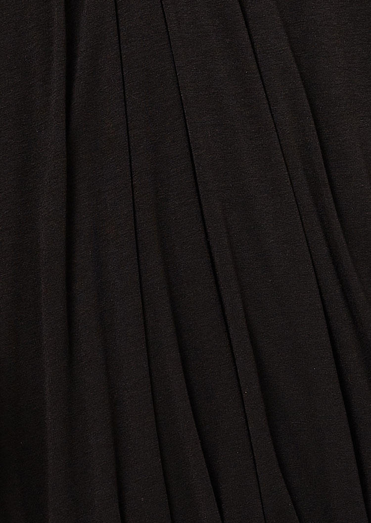 Button Ruffled V-Neck Mini Dress - Black