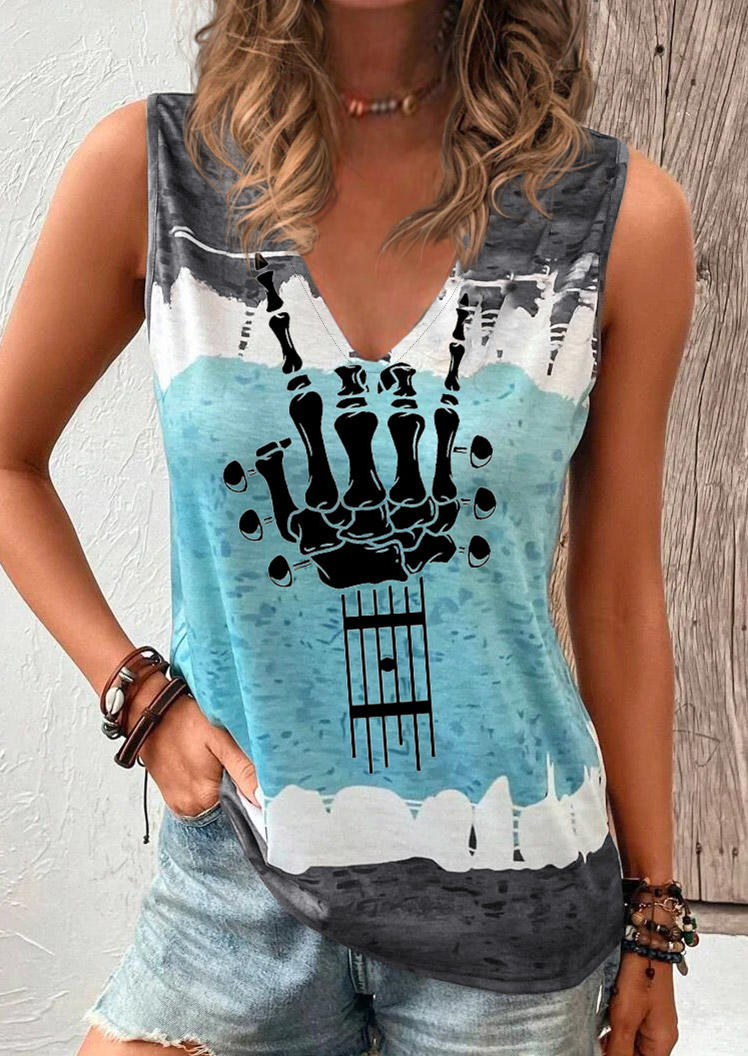 

Guitar Skeleton Hand Music Inspired Tank, Multicolor, SCM017578