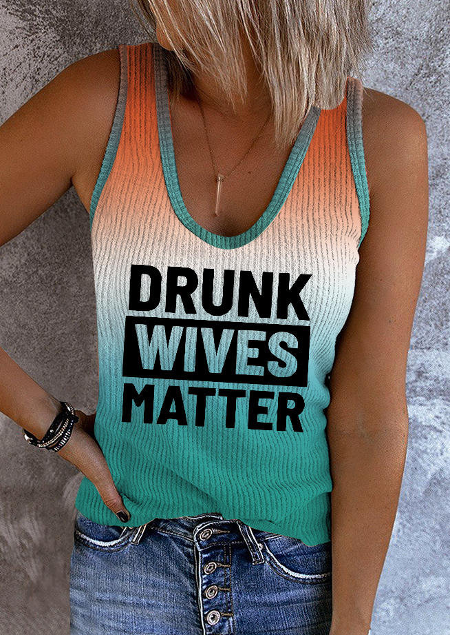 

Drunk Wives Matter Gradient Tank, Multicolor, SCM017716