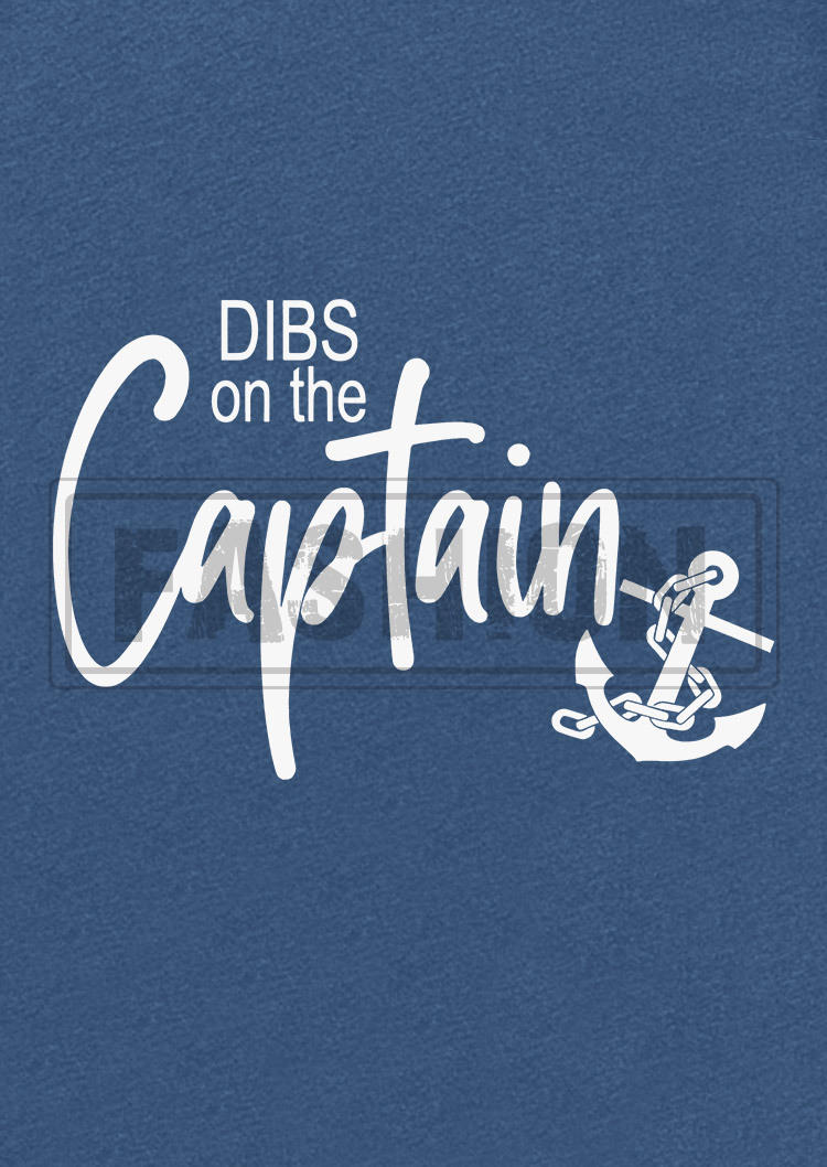 Dibs On The Captain Anchor Racerback Tank - Lake Blue