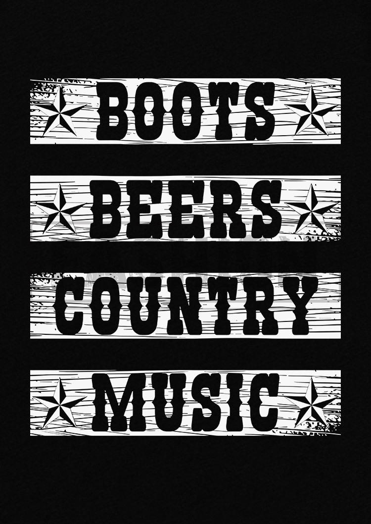 Boots Beers Country Music Racerback Tank - Black