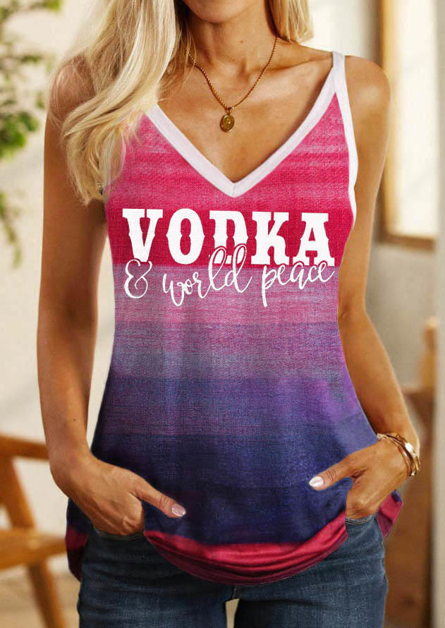 

Vodka & World Peace Striped Color Block Tank, Multicolor, SCM017460
