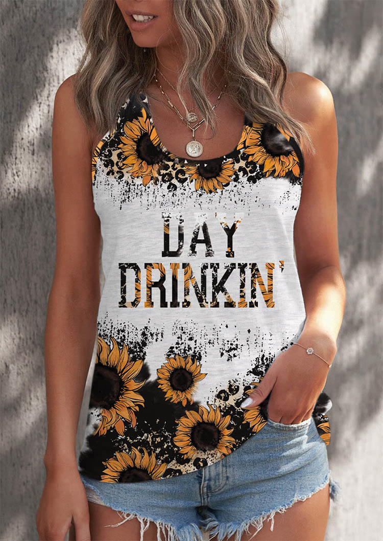 

Day Drinkin' Sunflower Leopard Racerback Tank, Multicolor, SCM017577